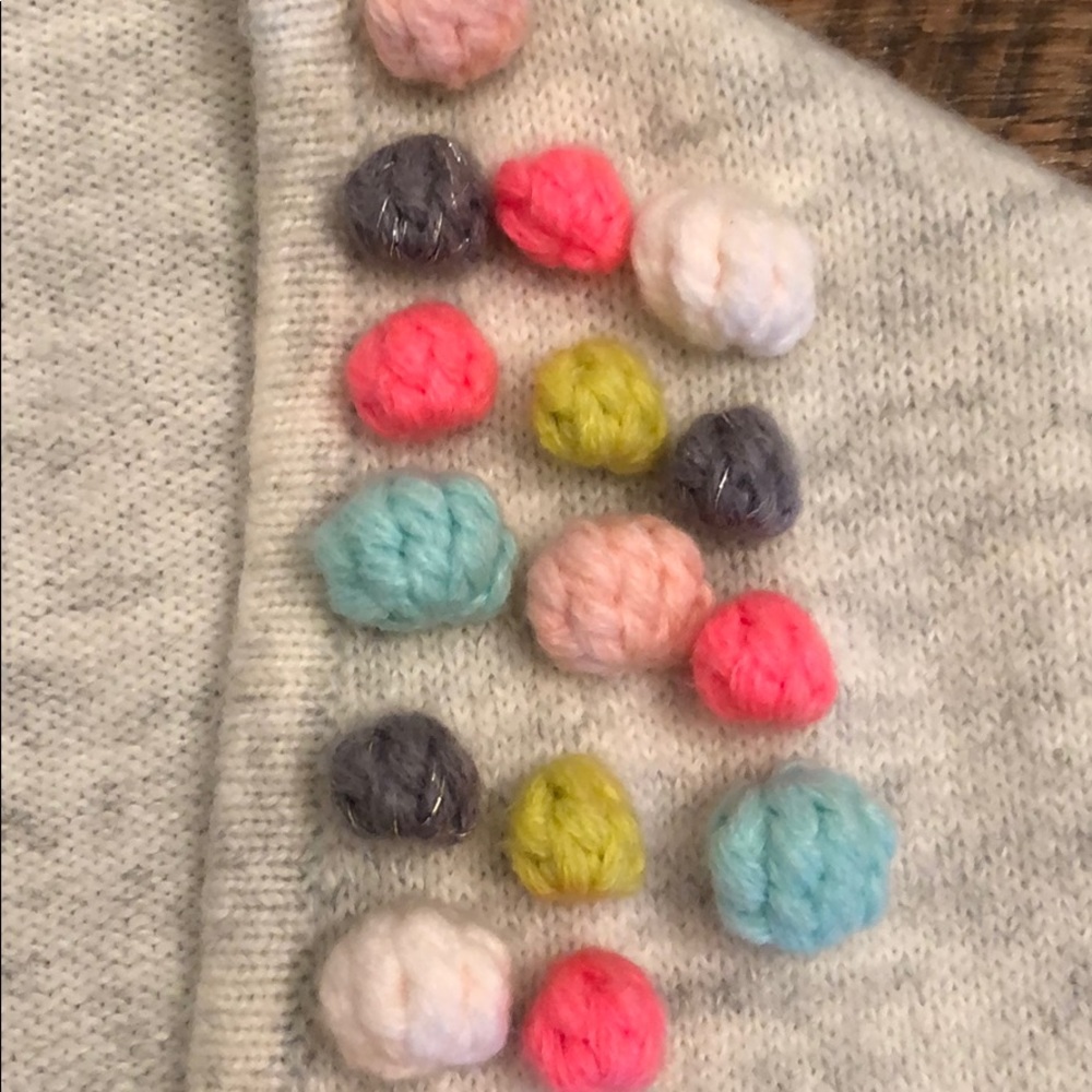 Cat & Jack poncho/wrap w/multi colored poms S/M - Picture 3 of 5